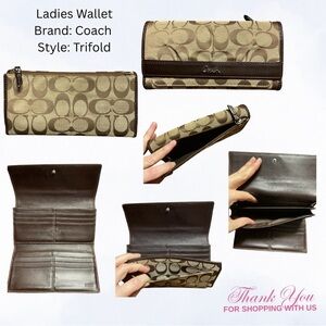 Coach Tan and Brown Signature Clutch